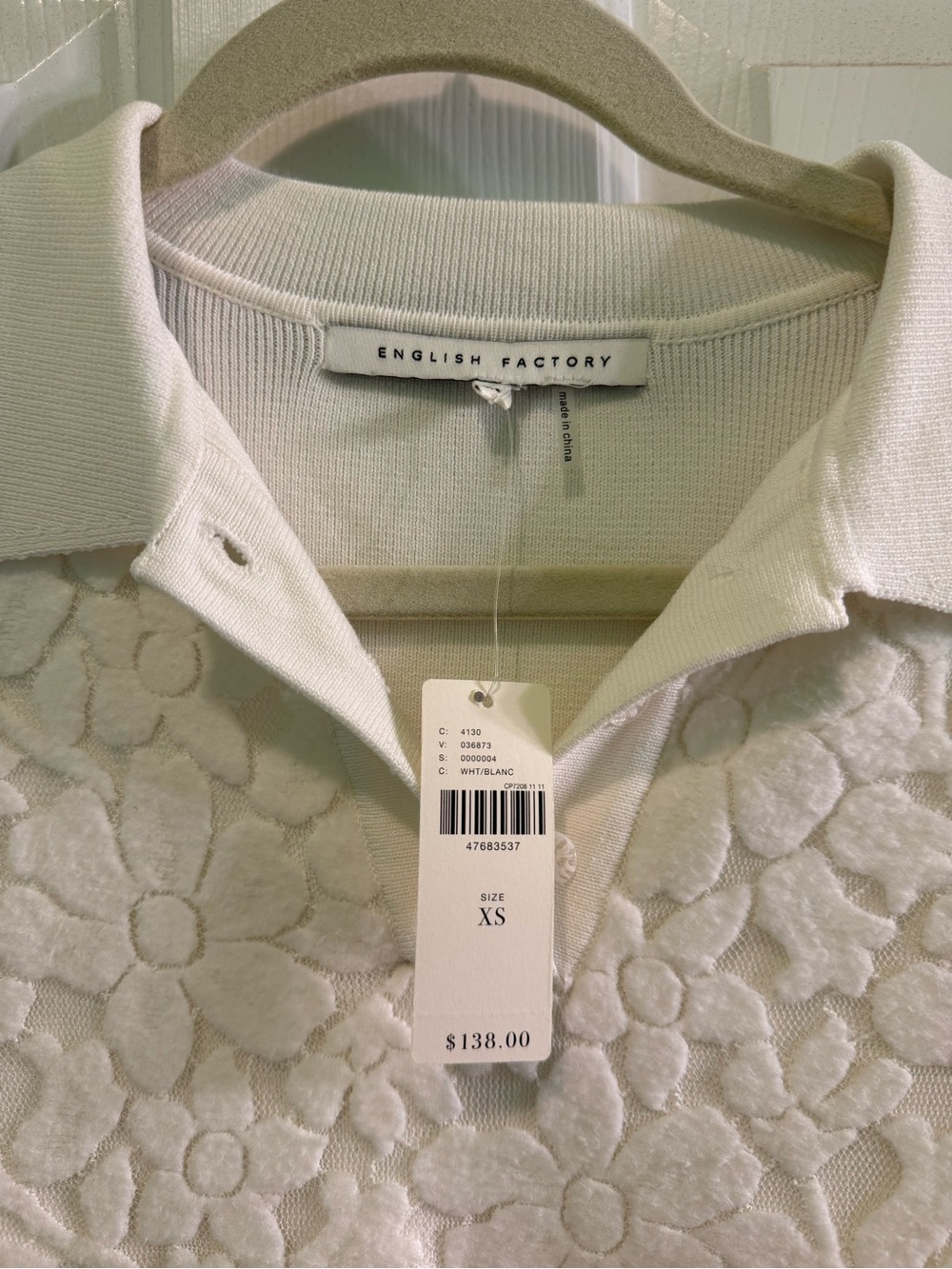 English Factory White Mini Polo Dress with Navy Trim - Picture 4 of 5